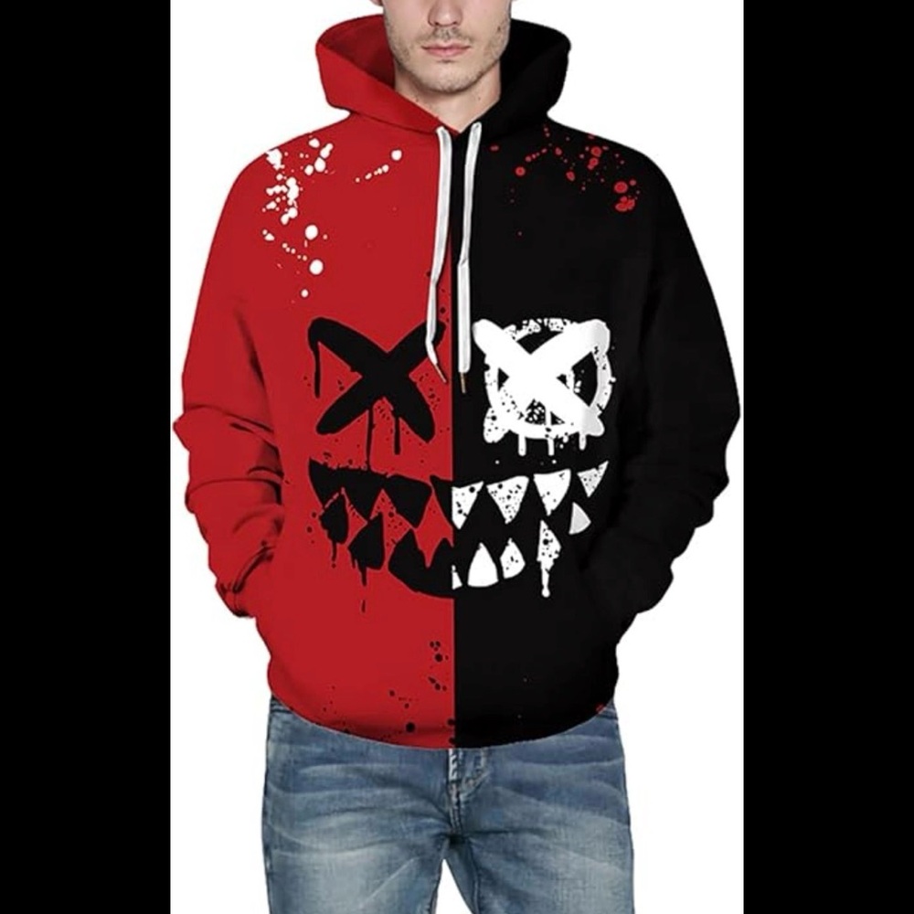 Red and Black Graphic Hoodie